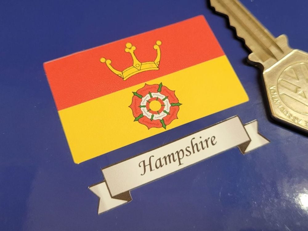 Hampshire Flag & Sash Sticker - 2"
