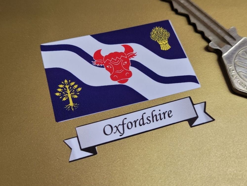 Oxfordshire Flag & Sash Sticker - 2"
