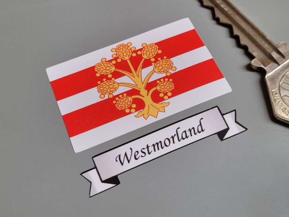 Westmorland Flag & Sash Sticker - 2"