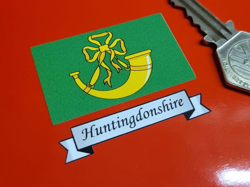 Huntingdonshire Flag & Sash Sticker - 2"