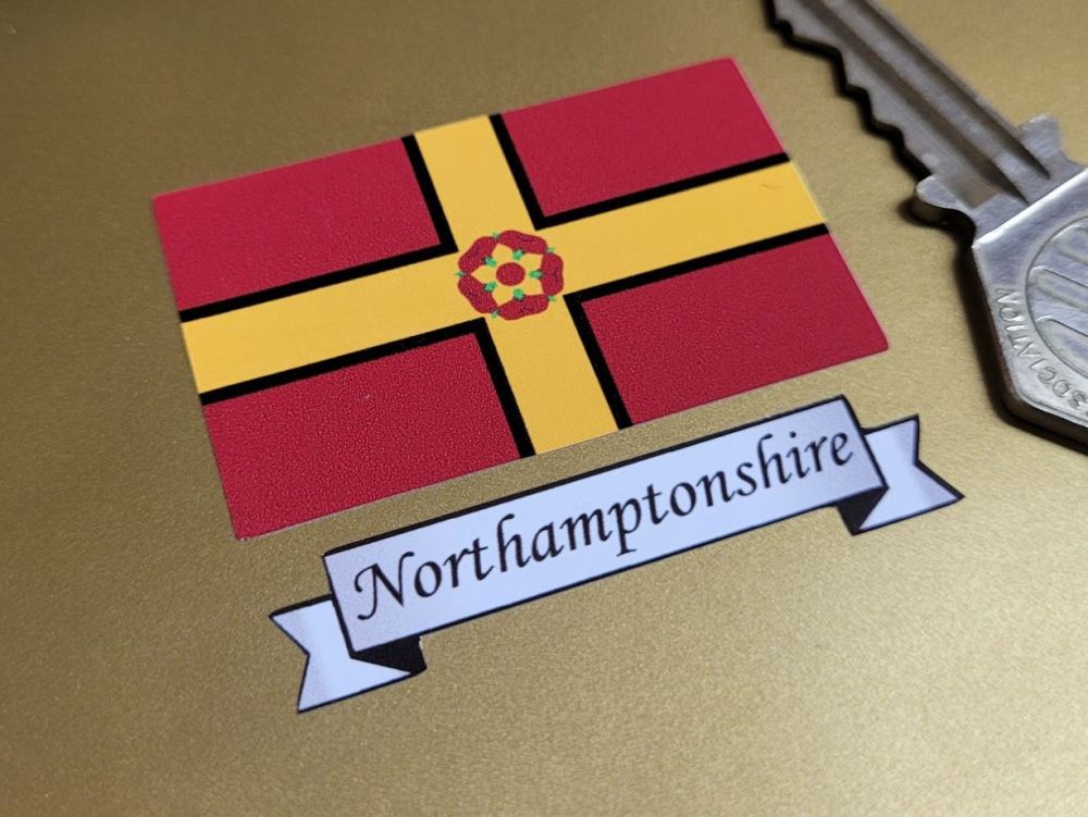 Northamptonshire Flag & Sash Sticker - 2"
