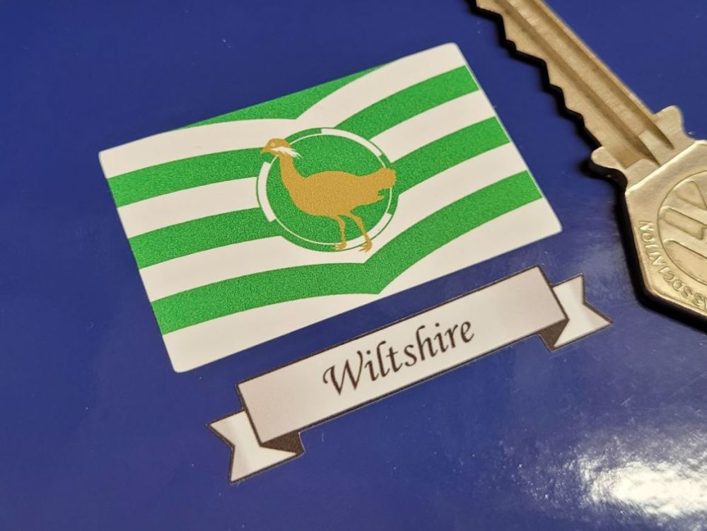 Wiltshire Flag & Sash Sticker - 2"