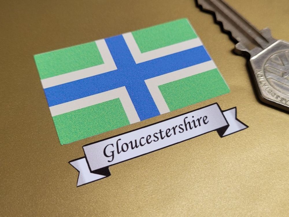 Gloucestershire Flag & Sash Sticker - 2"
