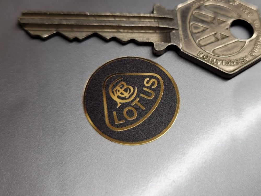 Lotus Circular Logo - Black on Gold Mirrored Foil - 22mm Pair