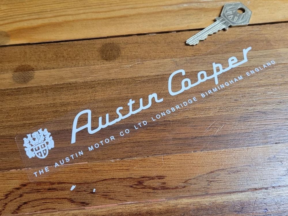 Austin Cooper Rear Window Dealer Sticker - 8"