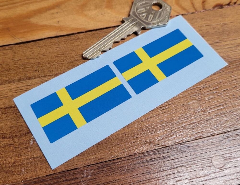 Sweden Flag Oblong Swedish Stickers - 45mm Pair