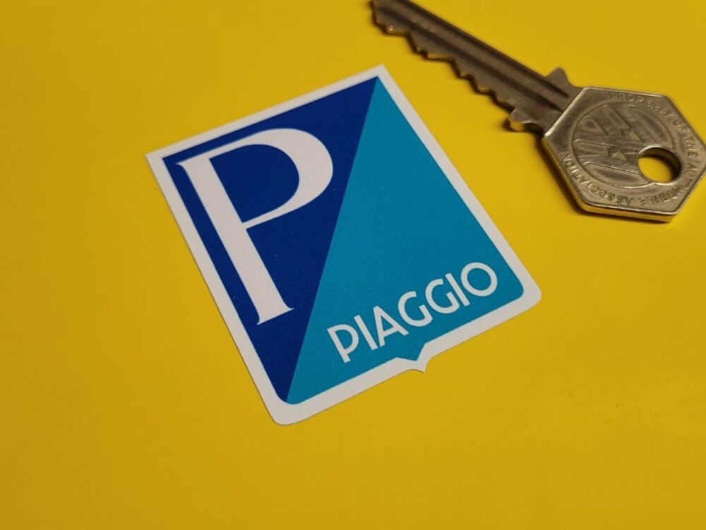 Piaggio 'P' White Shield Stickers - 2" Pair