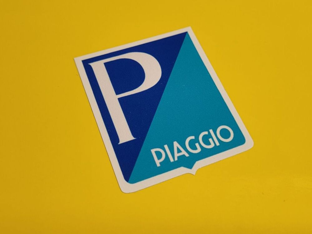 Piaggio 'P' White Shield Stickers - 0.5