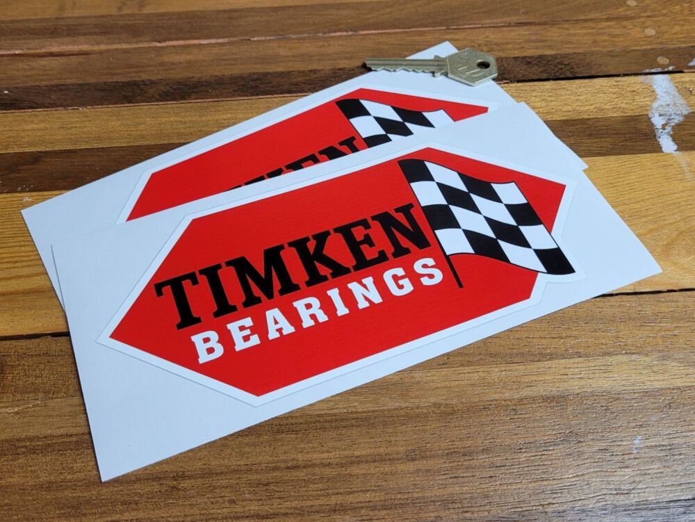 Timken Bearings & Steel, Red Background, Shaped Stickers - 8" Pair