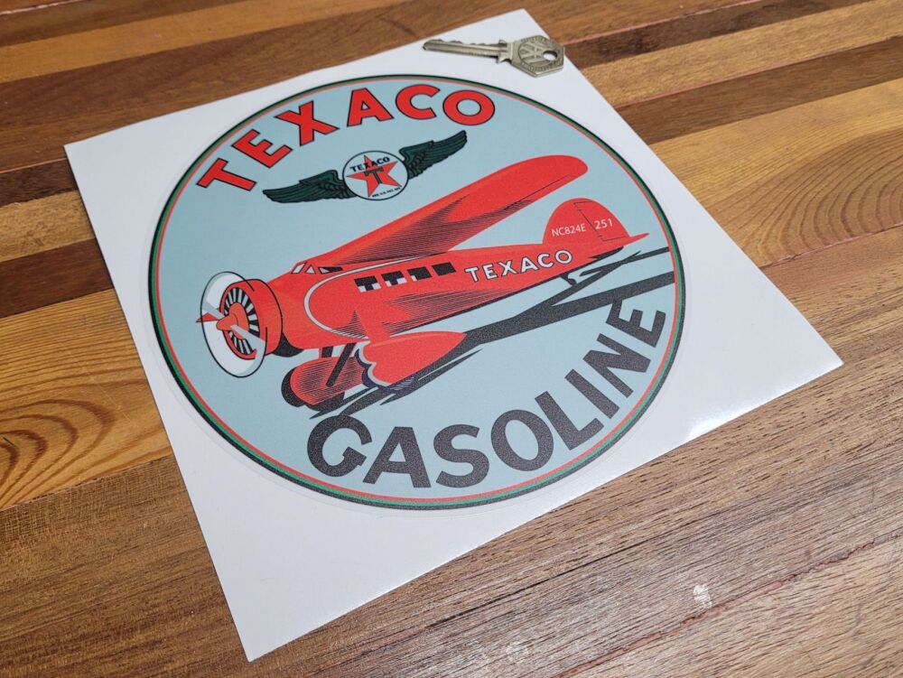 Texaco Aviation Gasoline Globe Style Sticker - 8"