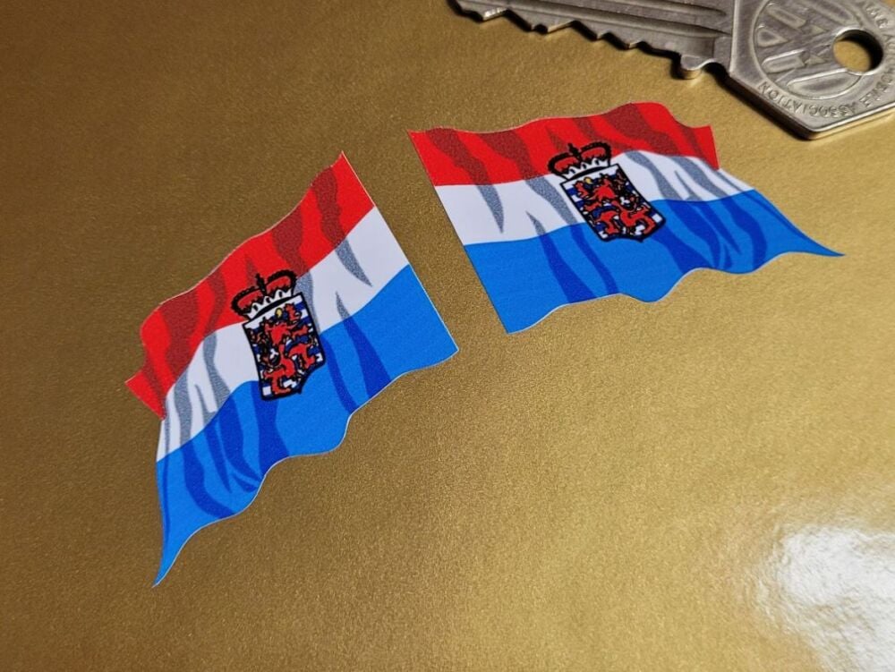 Luxembourg Flag Wavy Flag Stickers - 2" Pair