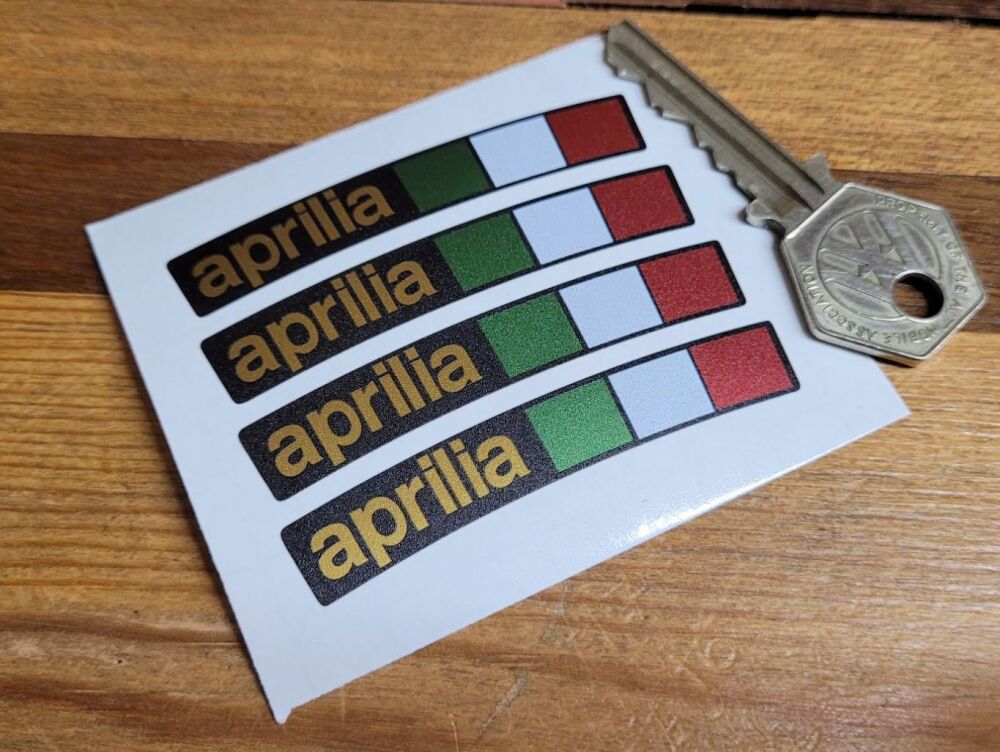 Aprilia Italian Tricolore Curved Stickers - Set of 4 - 2.5