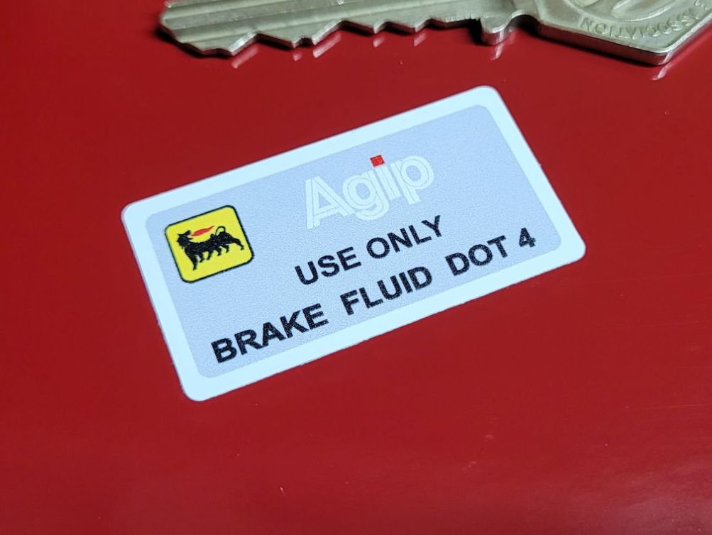 Agip Use Only Brake Fluid Dot 4 Racing Brakes Stickers - 1.5