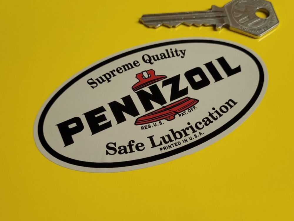 Pennzoil Oil Safe Lubrication Black, Red, & Beige Stickers - 2.5" or 4" Pair