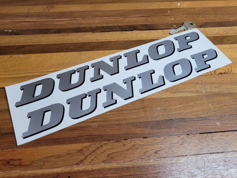 Dunlop Cut Vinyl Shadowed Text Stickers - 14" Pair