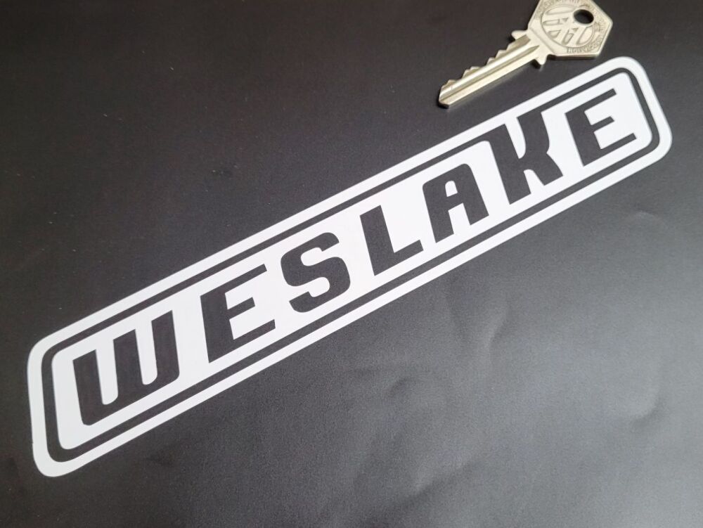 Weslake Slanted Oblong Reverse Cut Vinyl Stickers - 8" Pair
