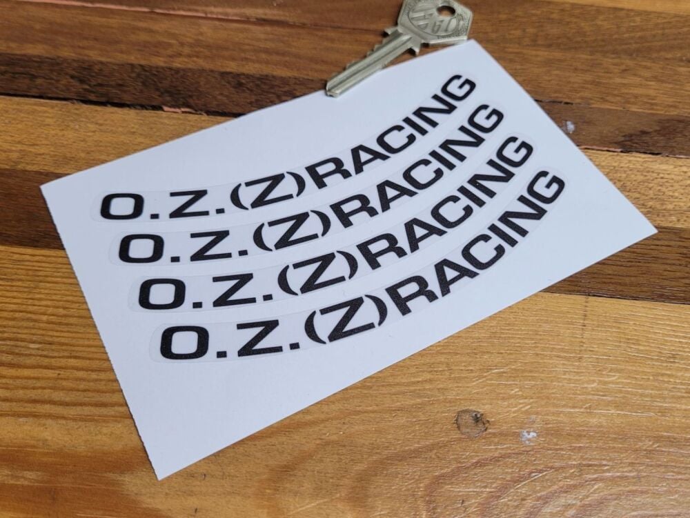 OZ Z Racing Curved Wheel Stickers -Black & Clear - 10" Rims - Set of 4