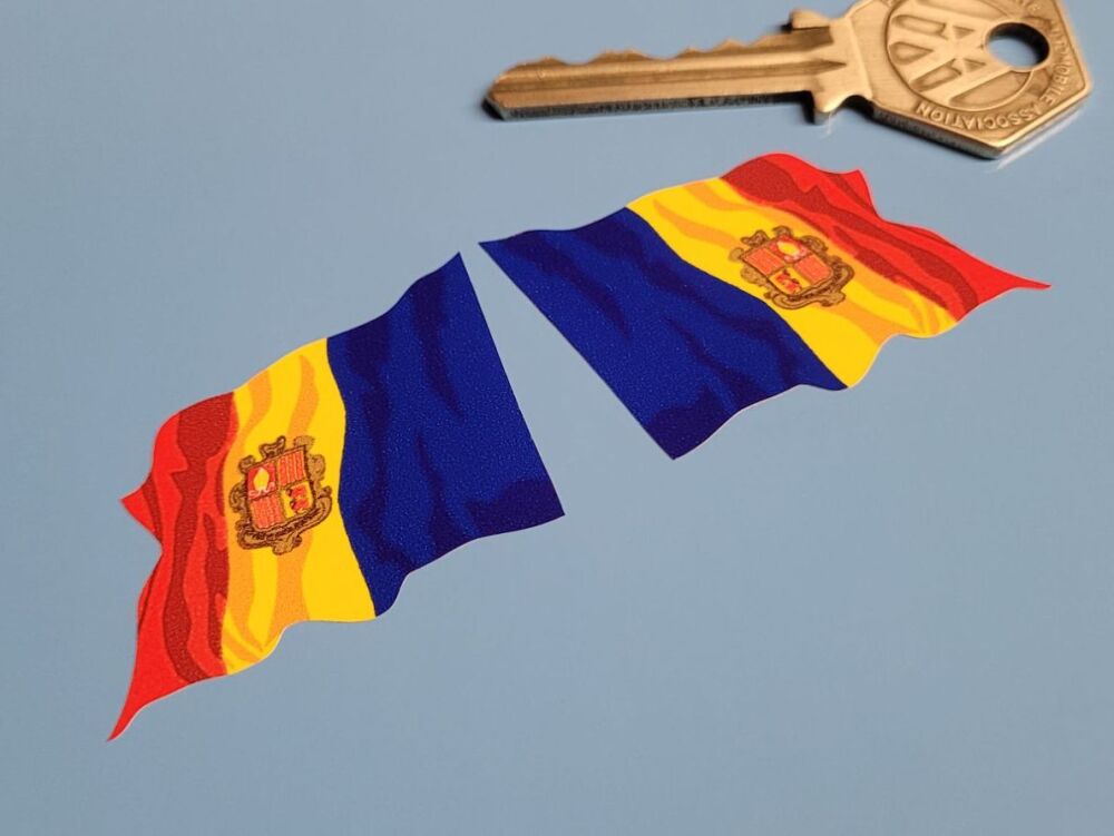 Andorra Wavy Flag Stickers - 2