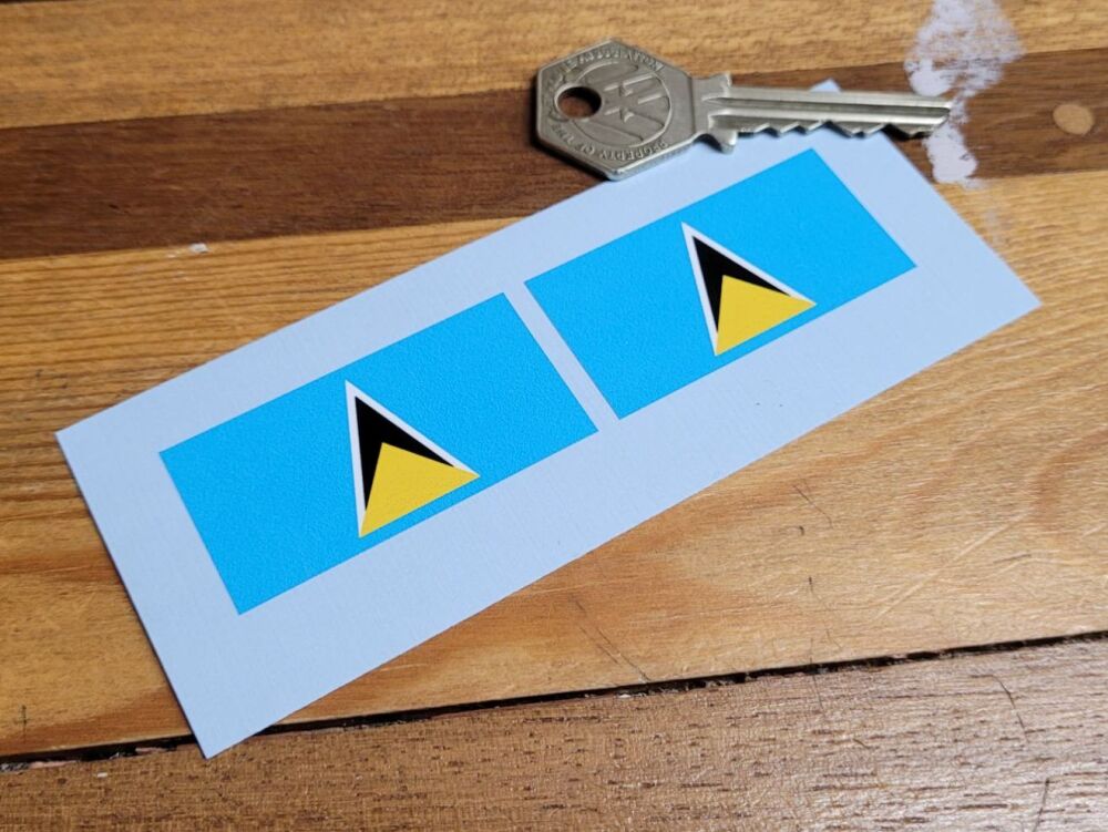 St Lucia Flag Stickers - 50mm Pair