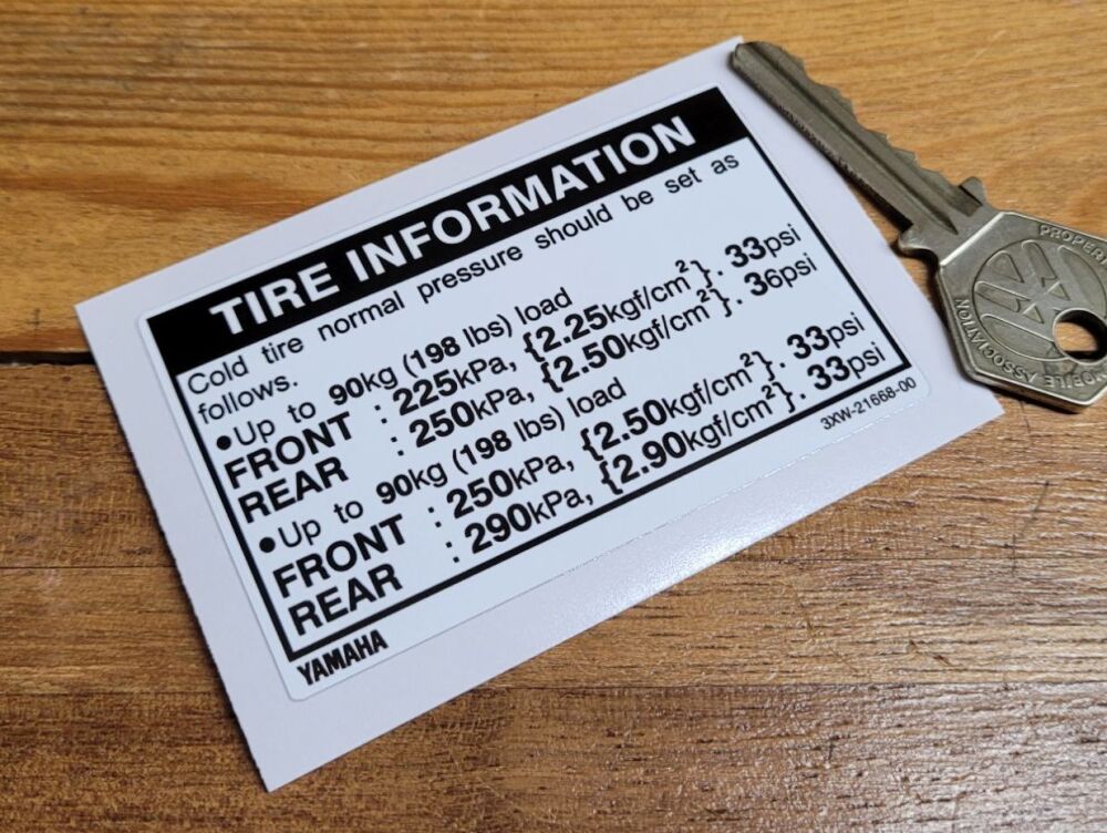 Yamaha FZR Tire Information Sticker - 3
