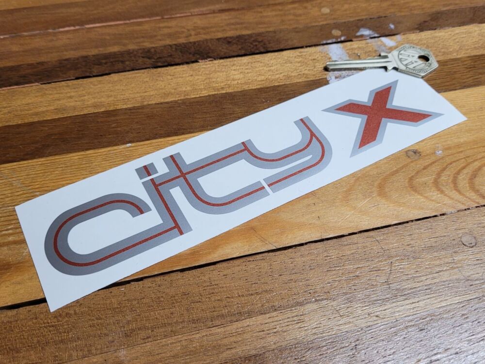 Austin Metro City X Red & Silver Text Sticker - 8