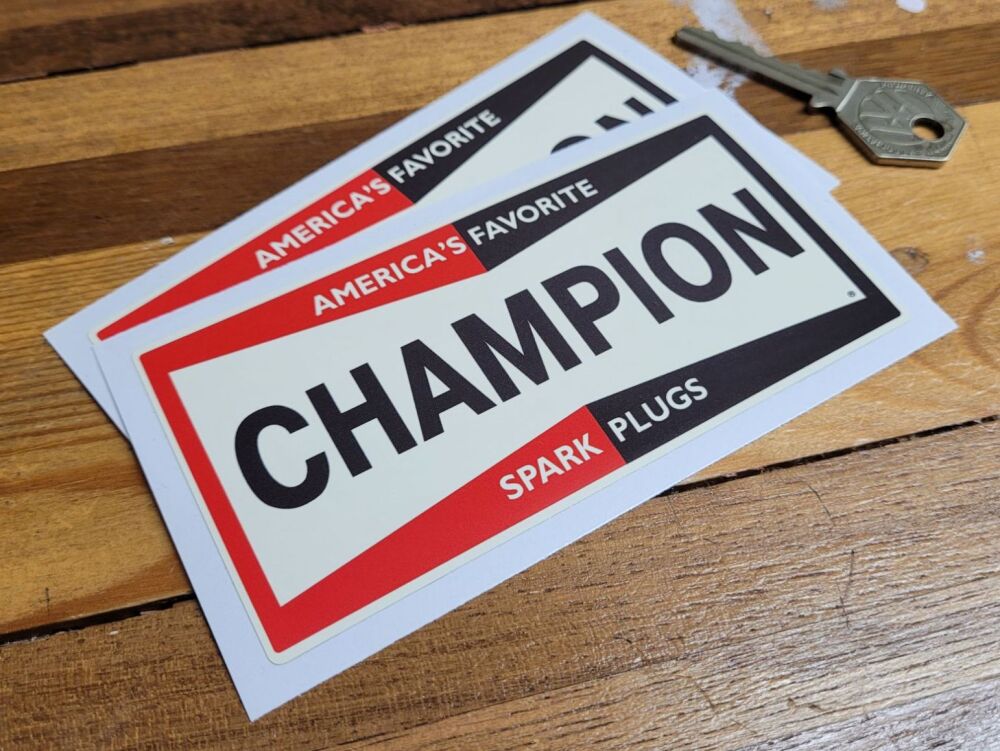 Champion Spark Plugs 'America's Favourite' Stickers - 4.75" Pair