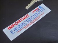 Unipart & British Leyland Replacement Products Warning Sticker - 100mm