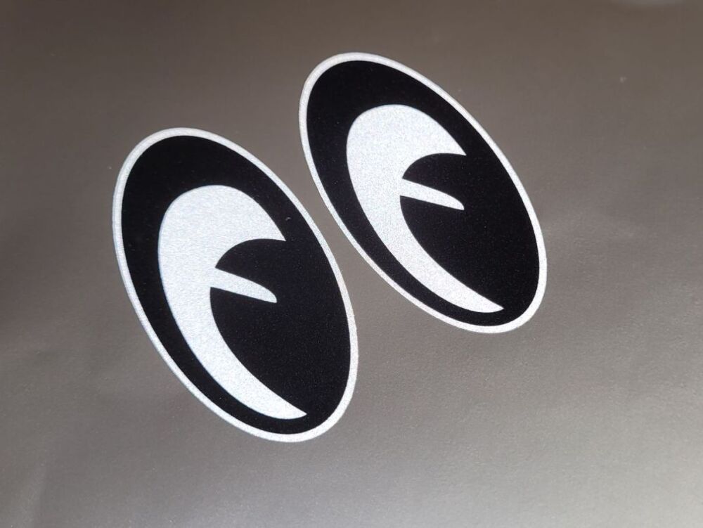 Reflective Moon Eyes Classic Helmet Stickers - 1.75", 2.5", or 3.5" Pair