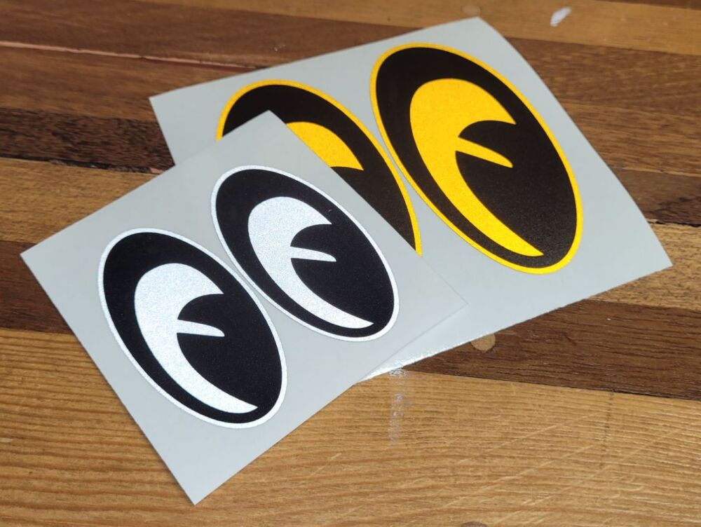 Reflective Moon Eyes Classic Helmet Stickers - 1.75", 2.5", or 3.5" Pair