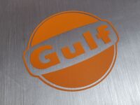 Gulf Matt Orange Cut Vinyl Logo Sticker - 3.75