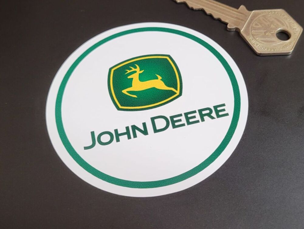 John Deere Leaping Deer & Text Circular Stickers - 3