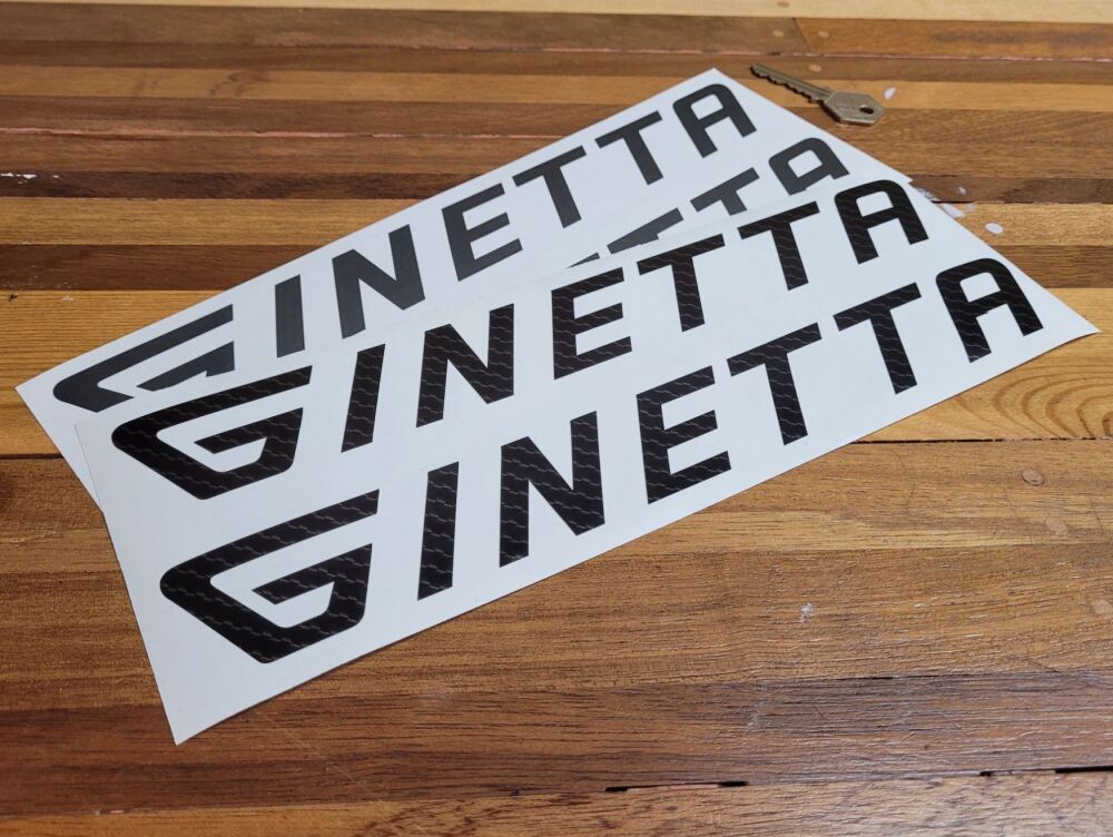 Ginetta Cut Vinyl Text Stickers - 12" Pair