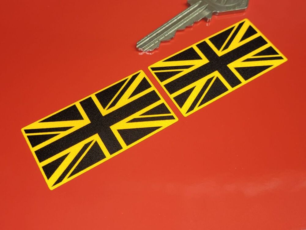 Union Jack Black & Amber Reflective Thin Style Stickers - 2" Pair