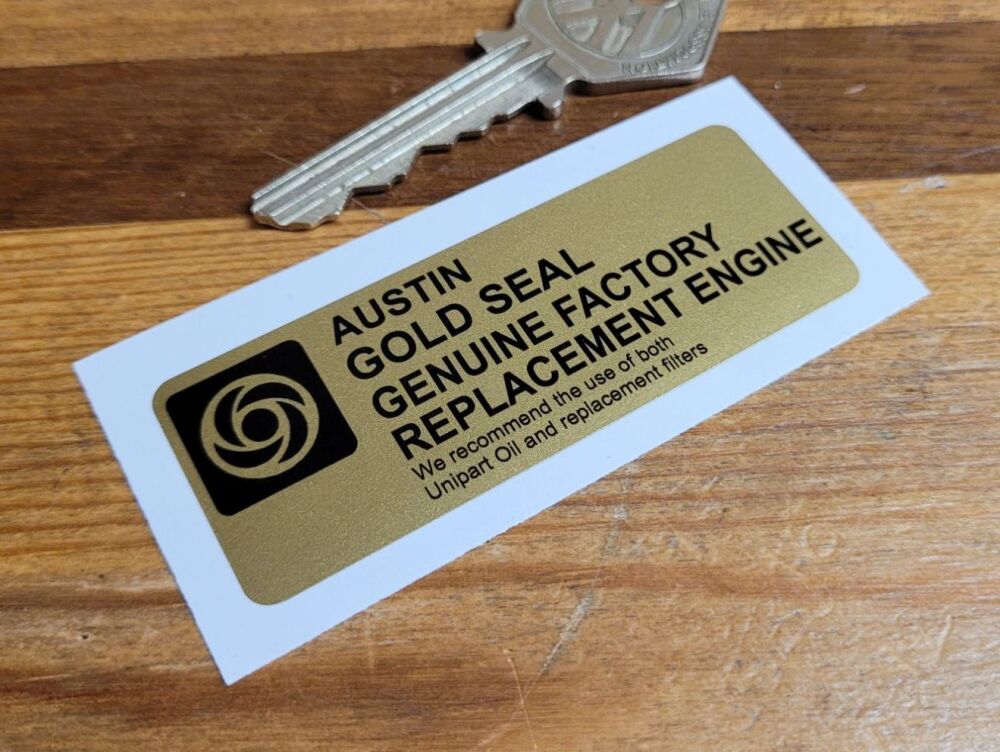Austin Gold Seal Factory Replacement Engine Sticker - 2.75"