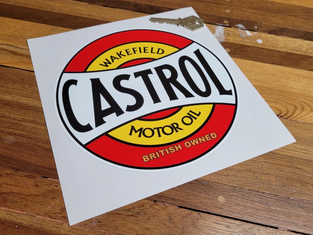 Castrol Wakefield Motor Oil Yellow & Red on White Sticker - 7