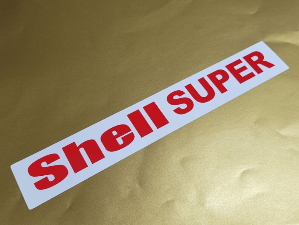 Shell Super Red on White Oblong Stickers - 25.5"