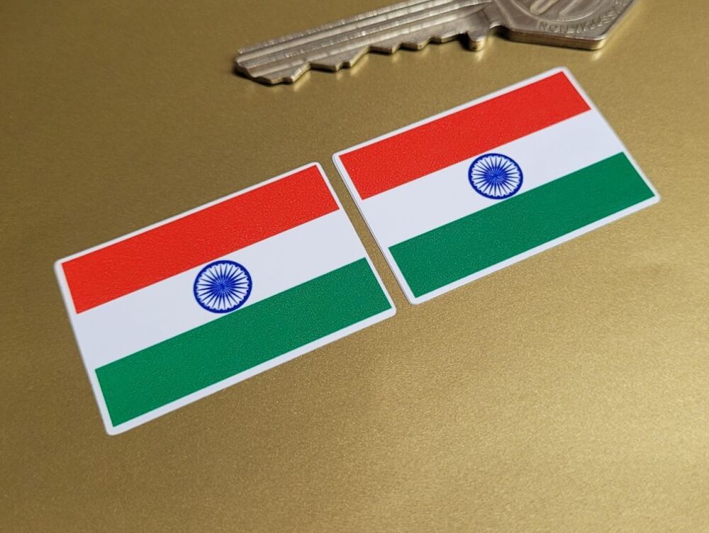 India Flag Oblong Stickers - 1.5" Pair