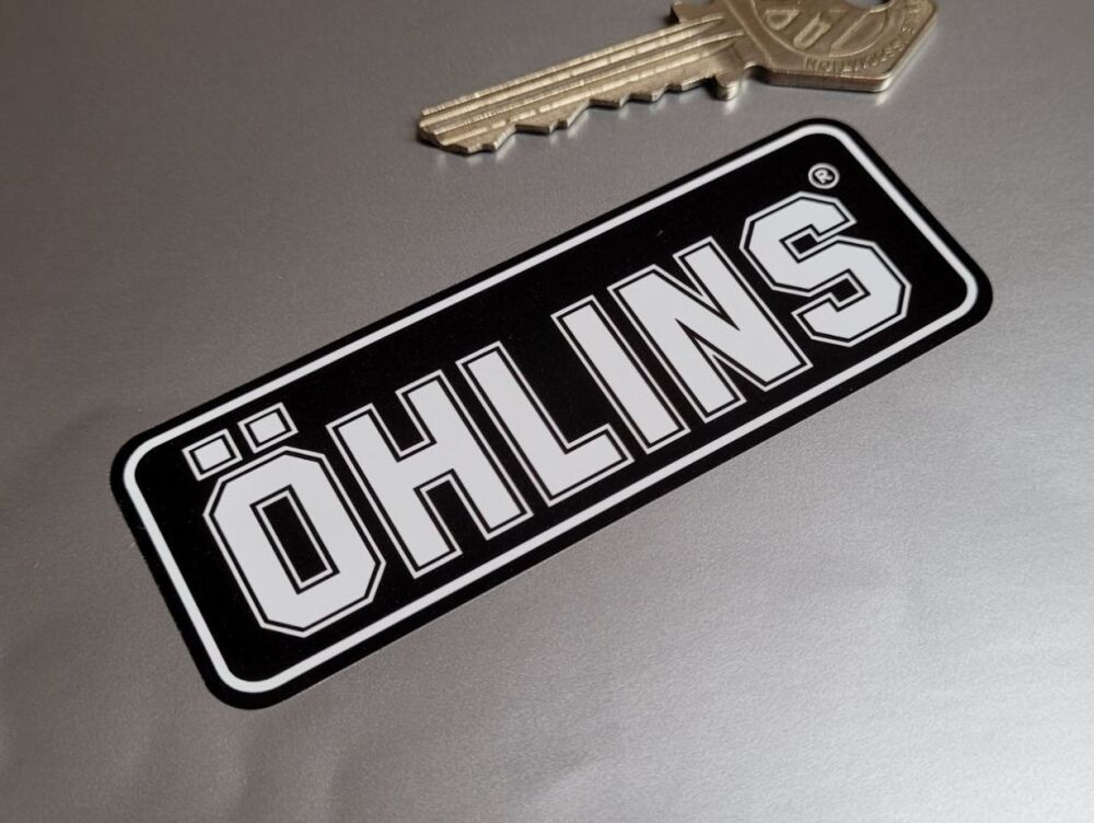 Ohlins Black & White Oblong Stickers - 3.5