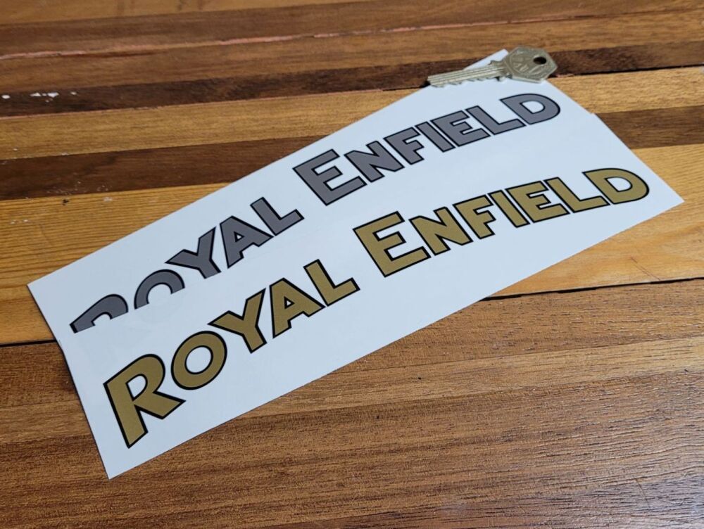 Royal Enfield Curved Text with Black Outline Sticker - 9"