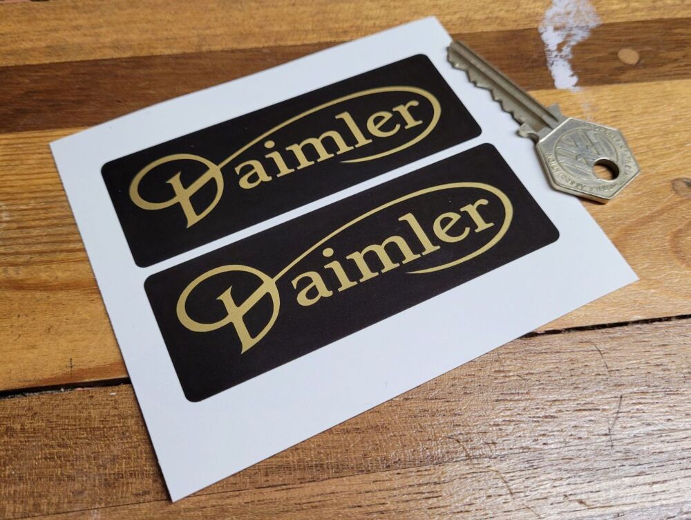 Daimler Black & Gold Oblong Stickers - 3.75