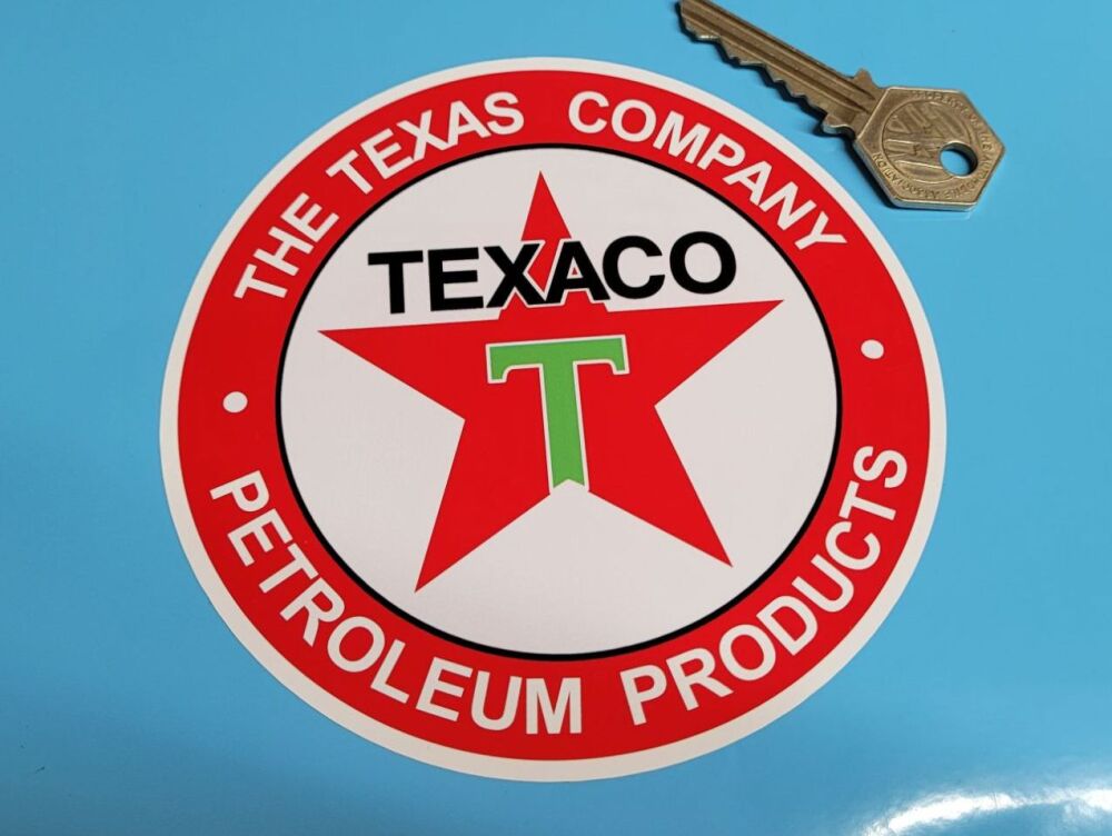 Texaco Petroleum Products Circular Petrol Pump Sticker - 5", 7", 6", or 8"