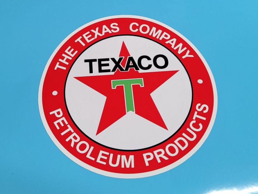 Texaco Petroleum Products Circular Petrol Pump Sticker - 10" or 12"