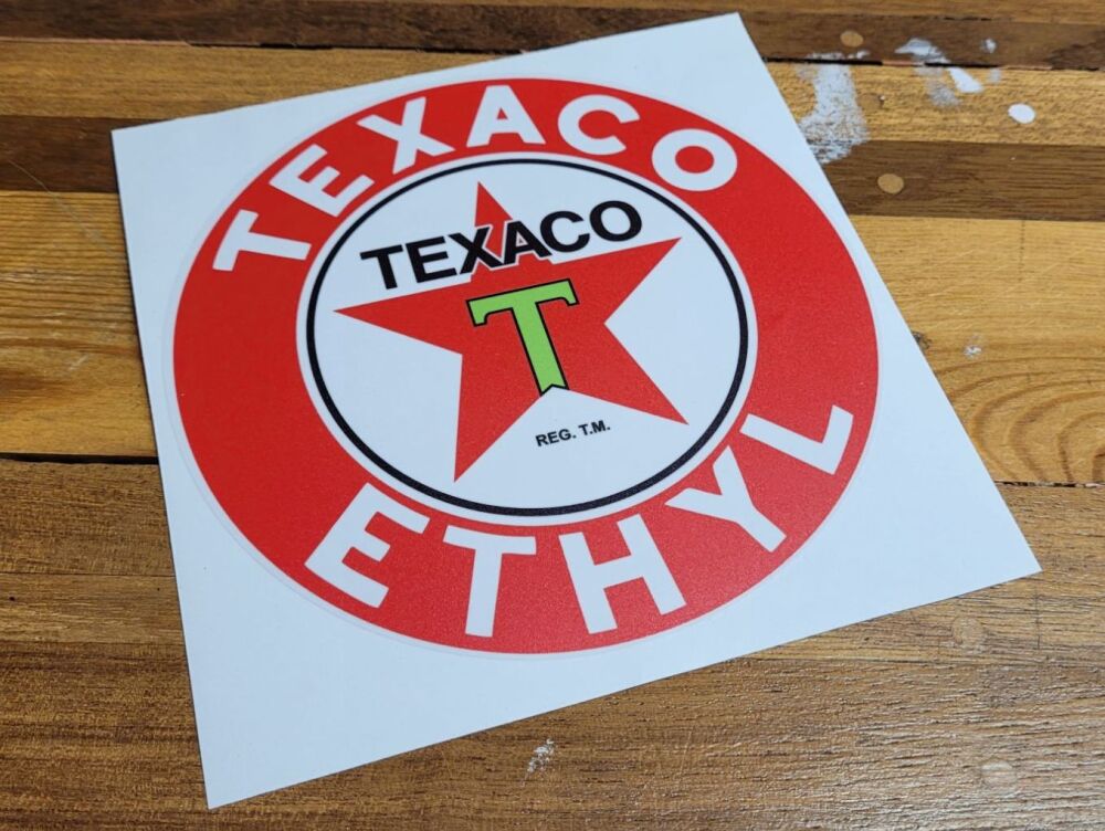 Texaco Ethyl on Clear Globe Sticker - 9"