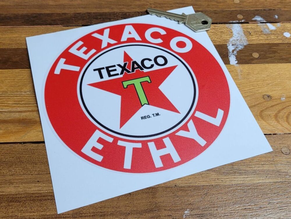 Texaco Ethyl on Clear Globe Sticker - 6"