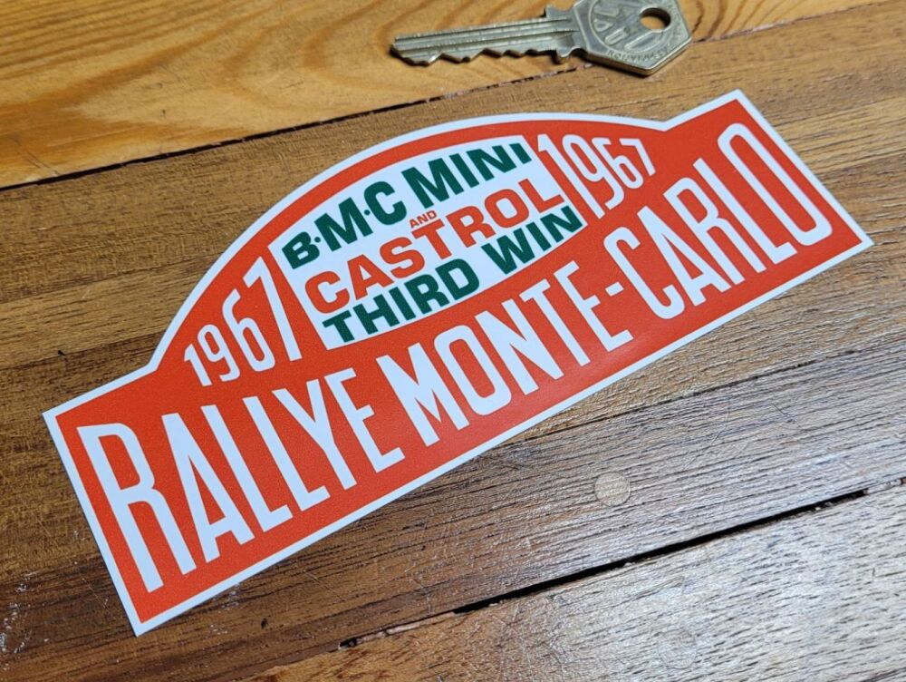 BMC Mini & Castrol Third Win 1967 Monte-Carlo Rallye Winner Plate Sticker -