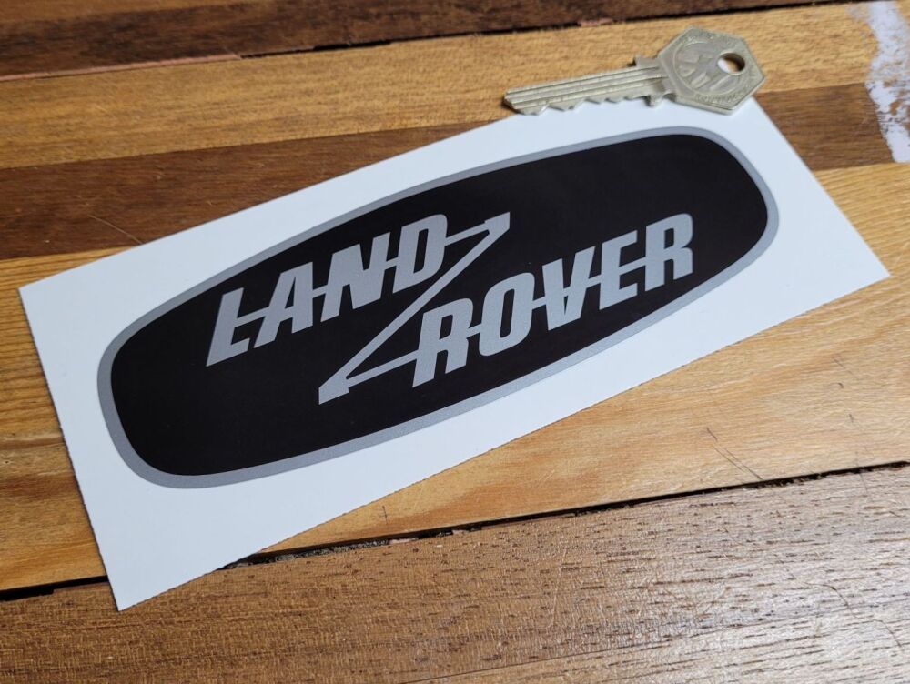 Land Rover Early Oval Style Black & Silver Sticker - 6"
