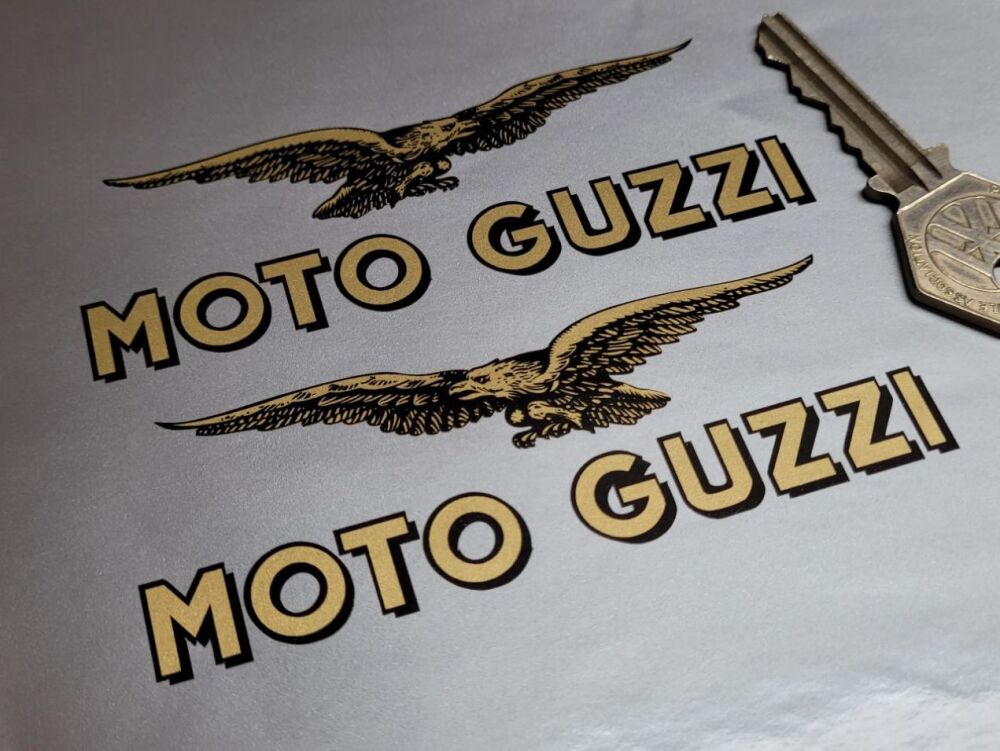 Moto Guzzi Soaring Eagle & Shadowed Text Stickers - Various Colours and Siz