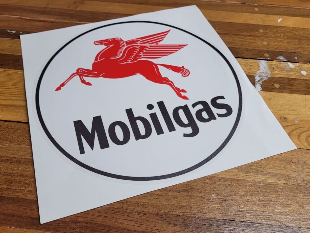 Mobilgas Mobil Globe Style Sticker - 6", 8" or 9"