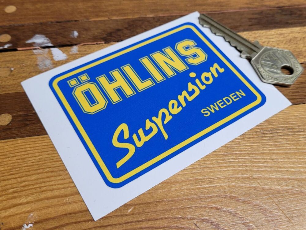 Ohlins Suspension Blue & Yellow Sticker - 3.25"