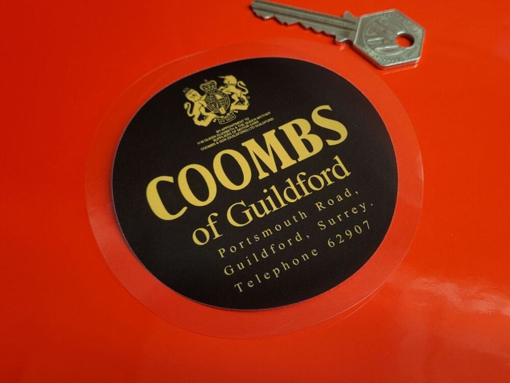 Coombs of Guildford Old Style Tax Disc Holder Style Sticker - 4"/100mm